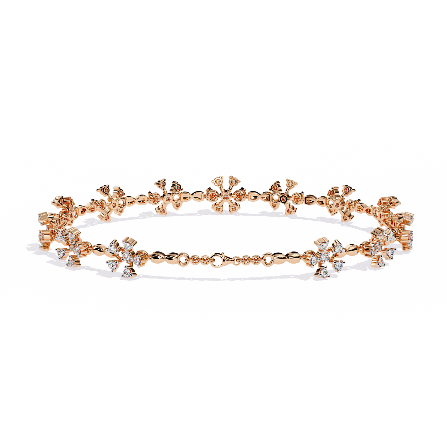 Round Cut Diamond Flower Shape Antique Stunning Sparkling Prefect Party Wear Tennis Bracelet