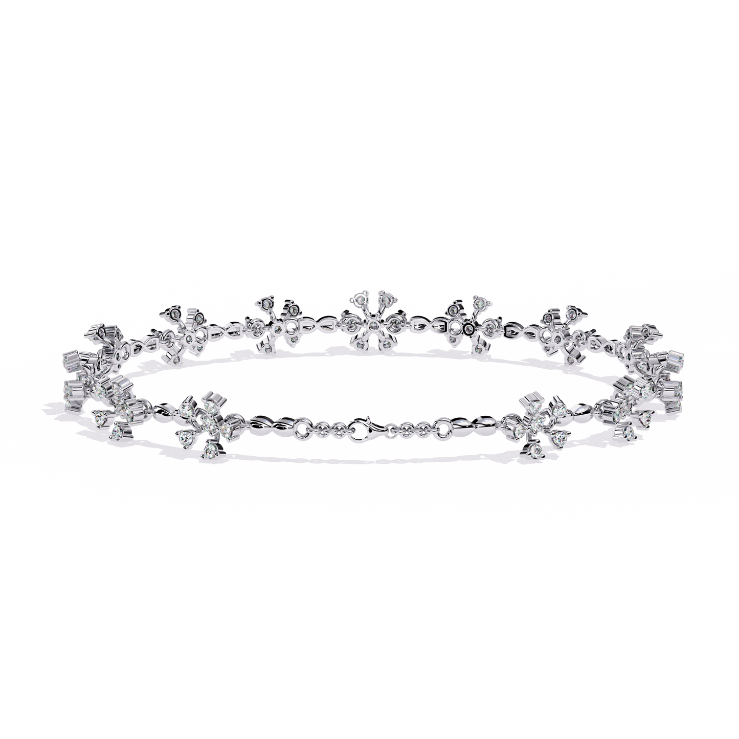 Round Cut Diamond Flower Shape Antique Stunning Sparkling Prefect Party Wear Tennis Bracelet