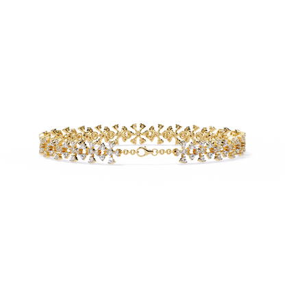 1.59Ct Round Cut Top Grade Diamond Antique Flower Shape Cluster Dainty Bridesmaid Tennis Bracelet Gift For Women's