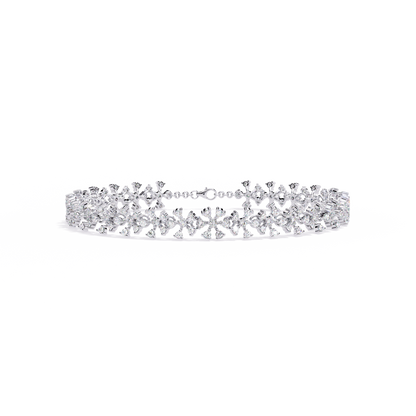 1.59Ct Round Cut Top Grade Diamond Antique Flower Shape Cluster Dainty Bridesmaid Tennis Bracelet Gift For Women's