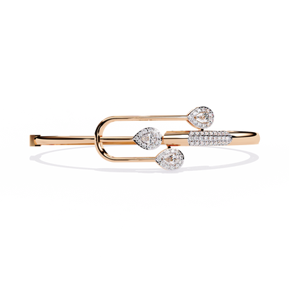 Vintage Pear And Round Cut High Quality Diamond Antique Statement Halo Style  Perfect Bangle For Her