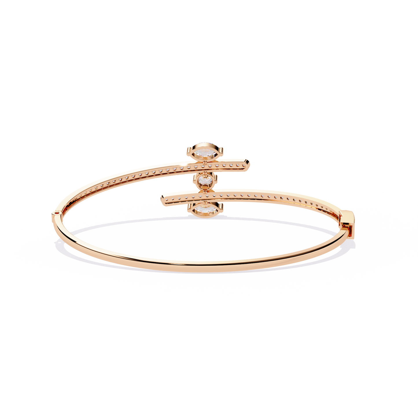 1.56Ct Marquise And Round Cut Lab Grown Diamond Unique Channel Set 14k Yellow Gold Daily Wear Bangle