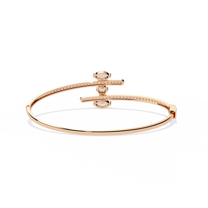 1.56Ct Marquise And Round Cut Lab Grown Diamond Unique Channel Set 14k Yellow Gold Daily Wear Bangle