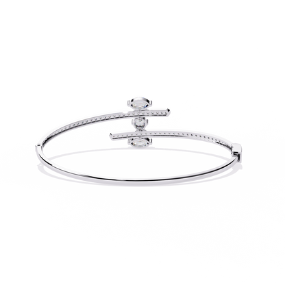 1.56Ct Marquise And Round Cut Lab Grown Diamond Unique Channel Set 14k Yellow Gold Daily Wear Bangle