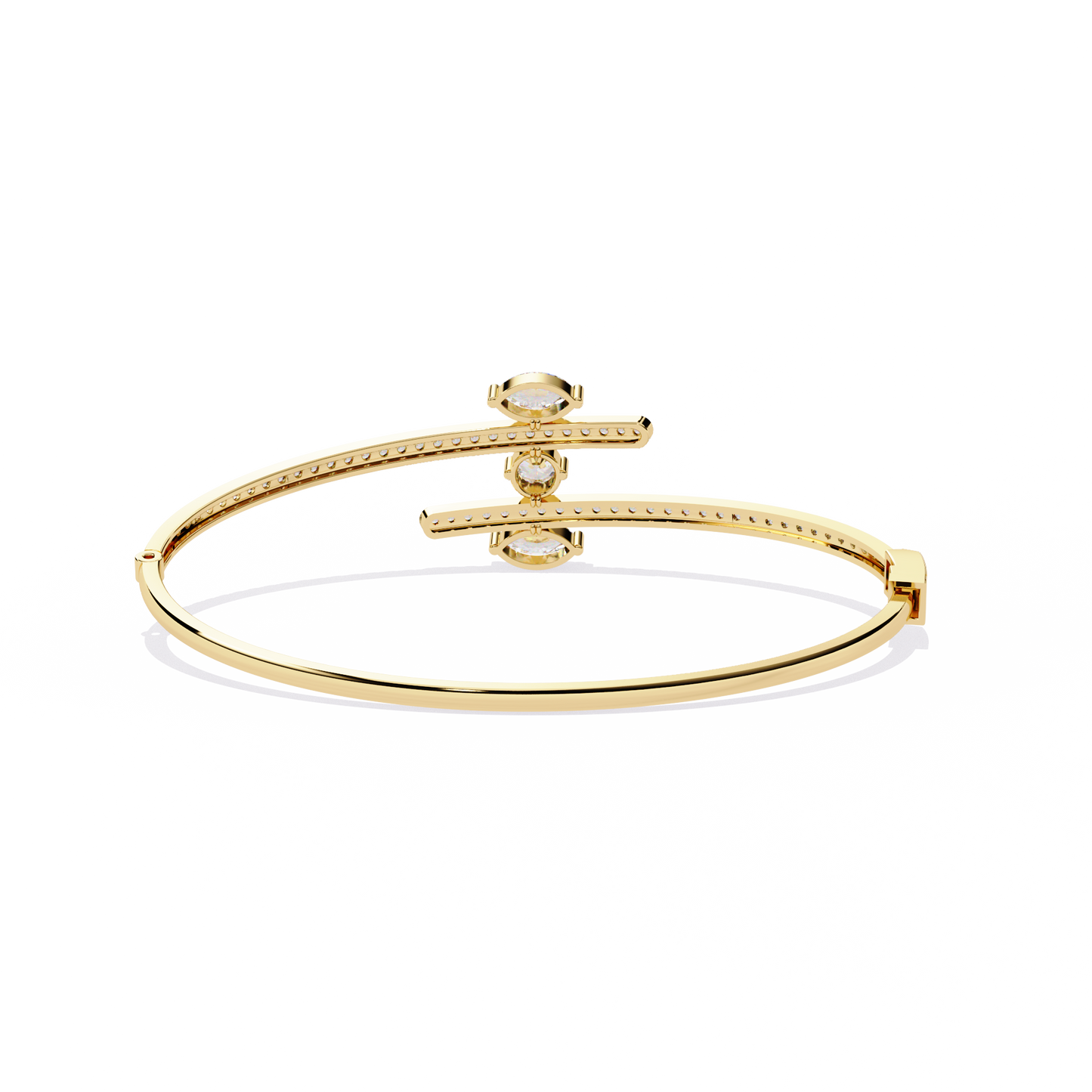 1.56Ct Marquise And Round Cut Lab Grown Diamond Unique Channel Set 14k Yellow Gold Daily Wear Bangle