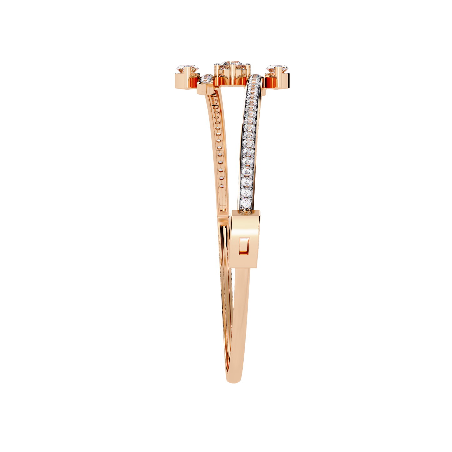 1.56Ct Marquise And Round Cut Lab Grown Diamond Unique Channel Set 14k Yellow Gold Daily Wear Bangle