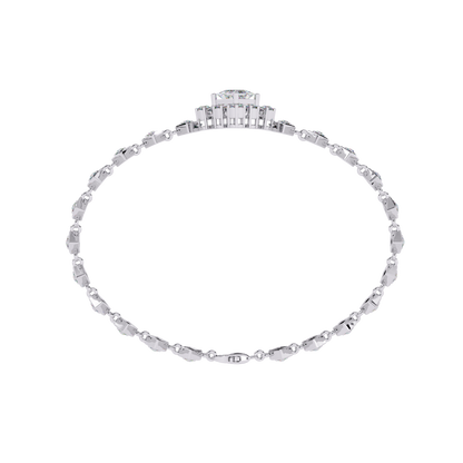 1.70Ct Princess And Round Cut Top Grade Diamond Halo Style Dainty Elegant Handcrafted Tennis Bracelet For Her