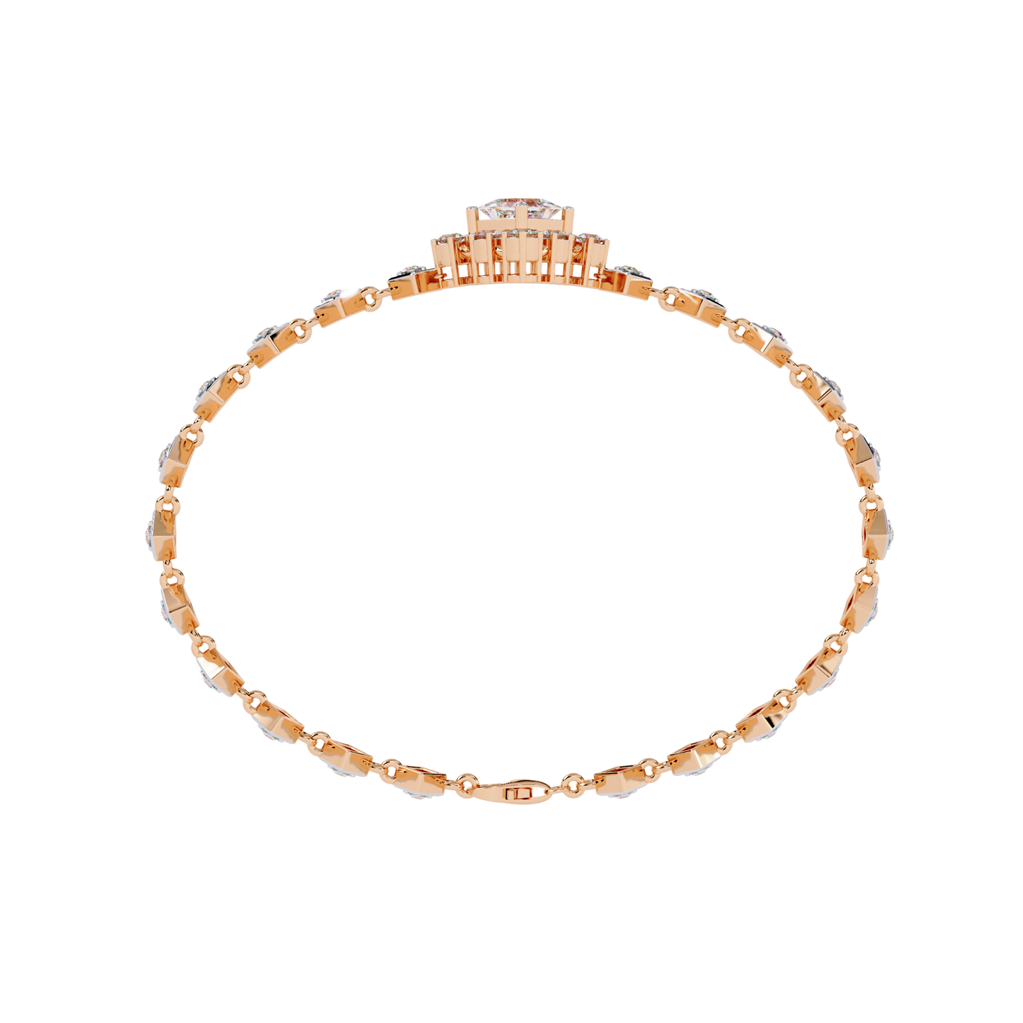 1.70Ct Princess And Round Cut Top Grade Diamond Halo Style Dainty Elegant Handcrafted Tennis Bracelet For Her