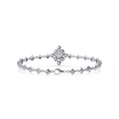 1.70Ct Princess And Round Cut Top Grade Diamond Halo Style Dainty Elegant Handcrafted Tennis Bracelet For Her