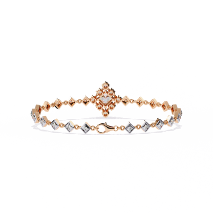 1.70Ct Princess And Round Cut Top Grade Diamond Halo Style Dainty Elegant Handcrafted Tennis Bracelet For Her