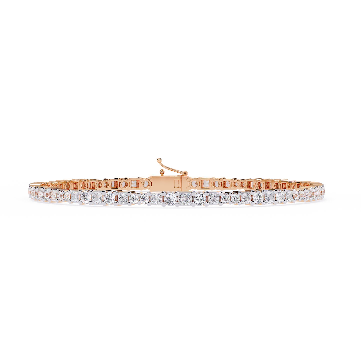 2.05Ct Round And Princess Cut Lab Grown Diamond Timeless Channel Set Dainty Tennis Bridesmaid Bracelet For Her