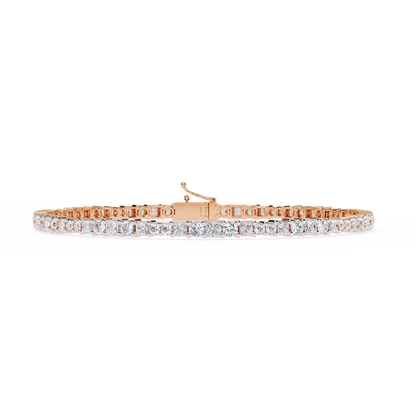 2.05Ct Round And Princess Cut Lab Grown Diamond Timeless Channel Set Dainty Tennis Bridesmaid Bracelet For Her