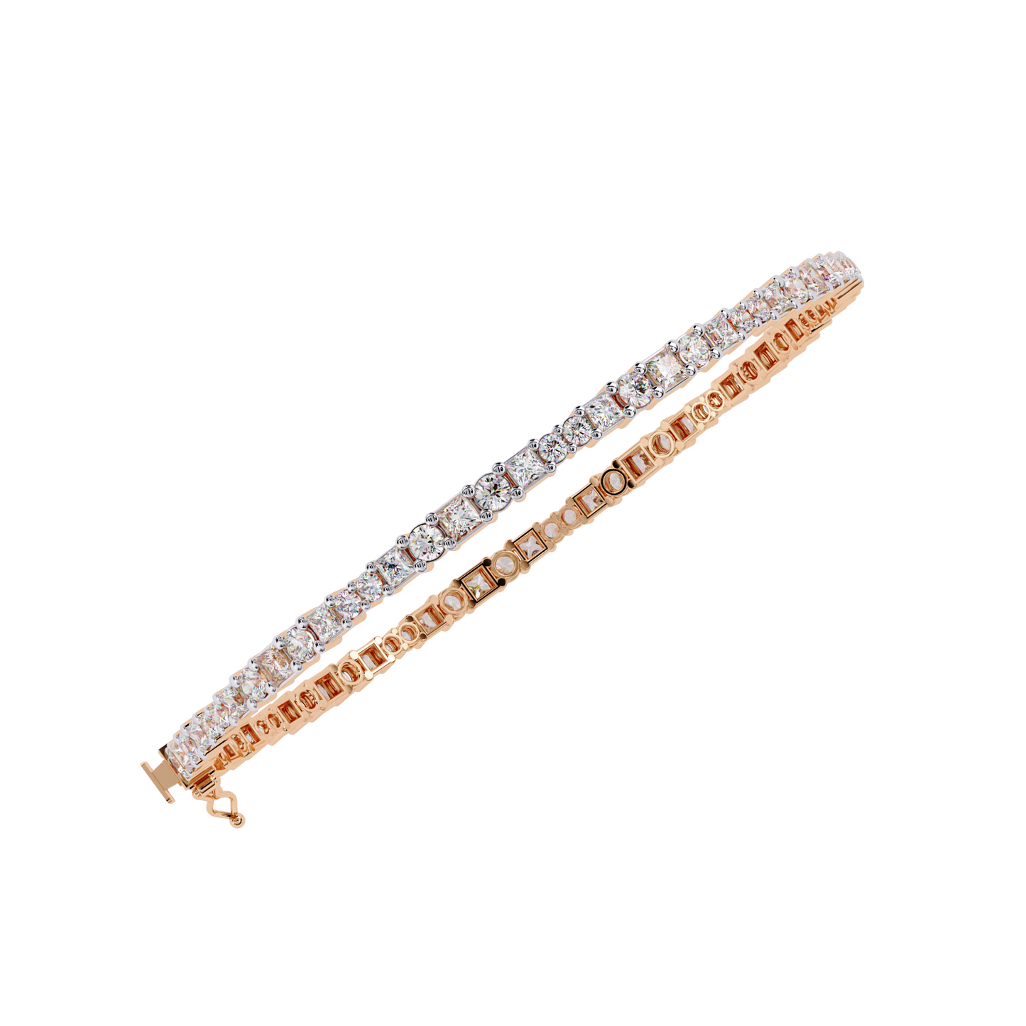 2.05Ct Round And Princess Cut Lab Grown Diamond Timeless Channel Set Dainty Tennis Bridesmaid Bracelet For Her