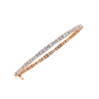 2.05Ct Round And Princess Cut Lab Grown Diamond Timeless Channel Set Dainty Tennis Bridesmaid Bracelet For Her