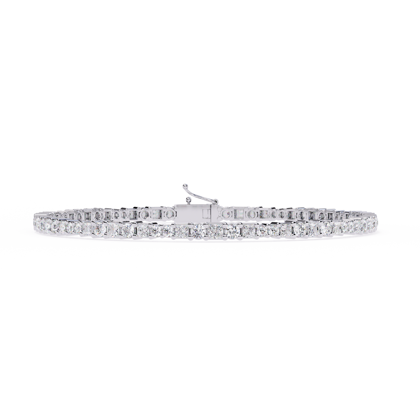 2.05Ct Round And Princess Cut Lab Grown Diamond Timeless Channel Set Dainty Tennis Bridesmaid Bracelet For Her