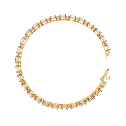 5.10Ct Emerald And Round Cut Diamond Elegant Minimalist Vintage Handmade Dainty Tennis Wedding Bracelet Gift For Women's