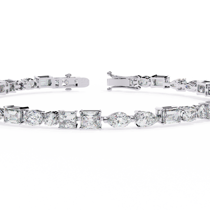 5.74Ct Multi Shape Lab Grown Daimond Unique Perfect Dainty Handcrafted Statement Tennis Bracelet Annivrasry Gift For Her