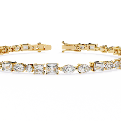 5.74Ct Multi Shape Lab Grown Daimond Unique Perfect Dainty Handcrafted Statement Tennis Bracelet Annivrasry Gift For Her