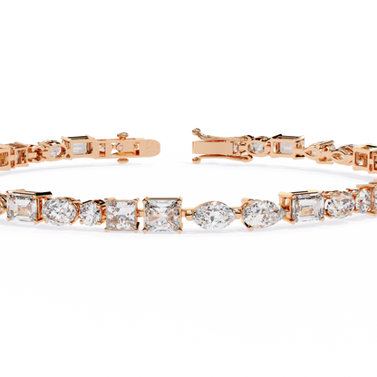 5.74Ct Multi Shape Lab Grown Daimond Unique Perfect Dainty Handcrafted Statement Tennis Bracelet Annivrasry Gift For Her