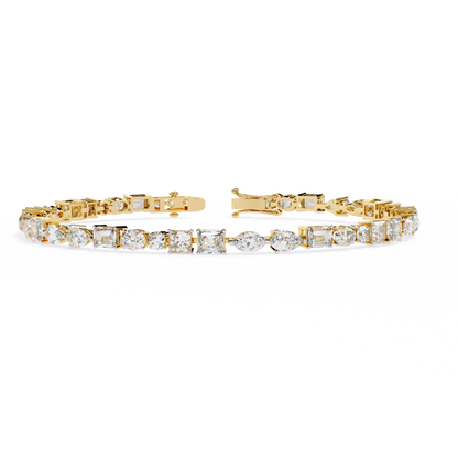 5.74Ct Multi Shape Lab Grown Daimond Unique Perfect Dainty Handcrafted Statement Tennis Bracelet Annivrasry Gift For Her