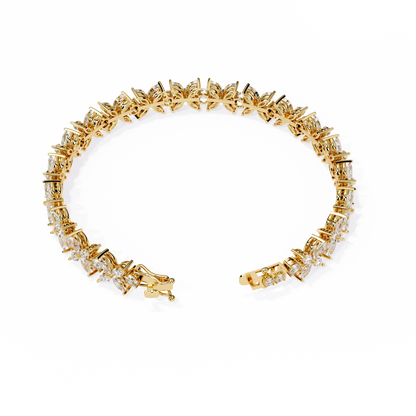 6.25Ct Marquise And Round Cut Diamond Antique Delicate  Vintage 14k Solid Rose Gold Stacking Wedding Tennis Bracelet Gift For Her