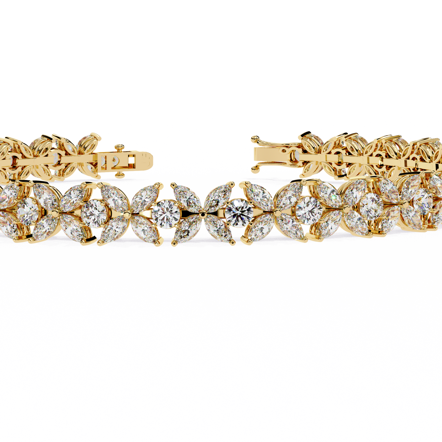 6.25Ct Marquise And Round Cut Diamond Antique Delicate  Vintage 14k Solid Rose Gold Stacking Wedding Tennis Bracelet Gift For Her