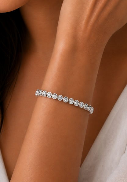 Round Cut Diamond Bezel Set Tennis Bracelet