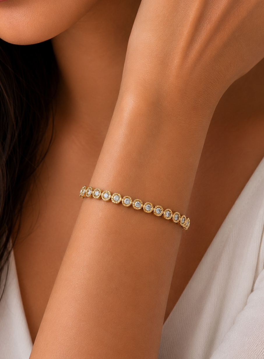 Round Cut Diamond Bezel Set Tennis Bracelet