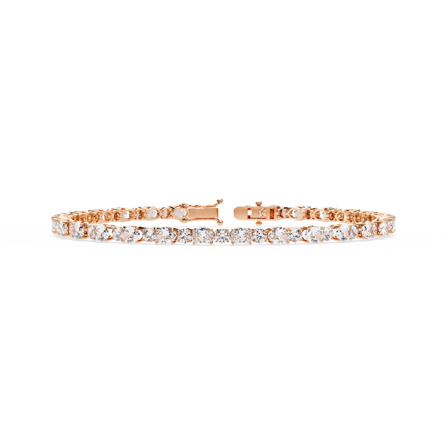 4.64Ct Oval And Round Cut Diamond Delicate Stunning Dainty Elegant Sparkling Women's Tennis Bracelet