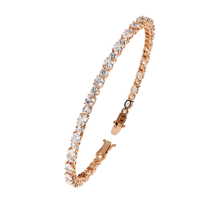 4.64Ct Oval And Round Cut Diamond Delicate Stunning Dainty Elegant Sparkling Women's Tennis Bracelet