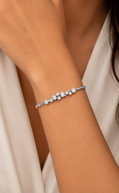 Princess Cut Lab Grown Diamond Adjustable Bracelet