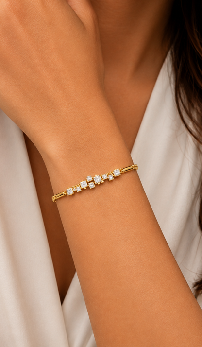 Princess Cut Lab Grown Diamond Adjustable Bracelet