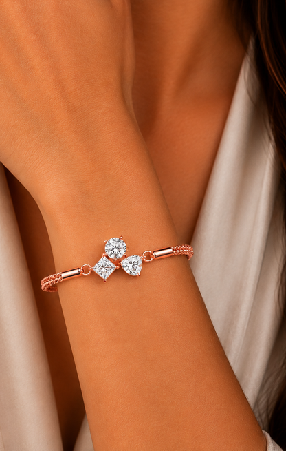 Multi Shape Lab Grown Diamond Cluster Bracelet