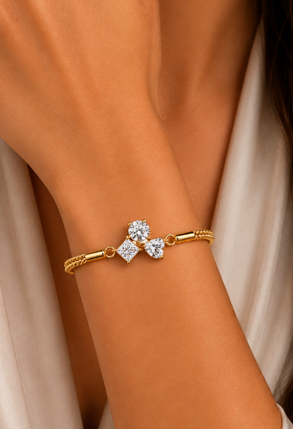 Trio Lab Grown Diamond Shape Adjustable Bracelet