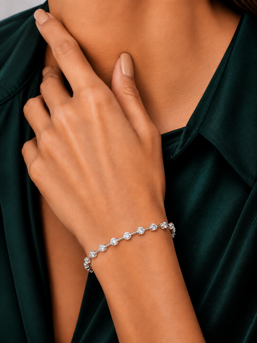 Round Lab Grown Diamond Bezel Tennis Bracelet