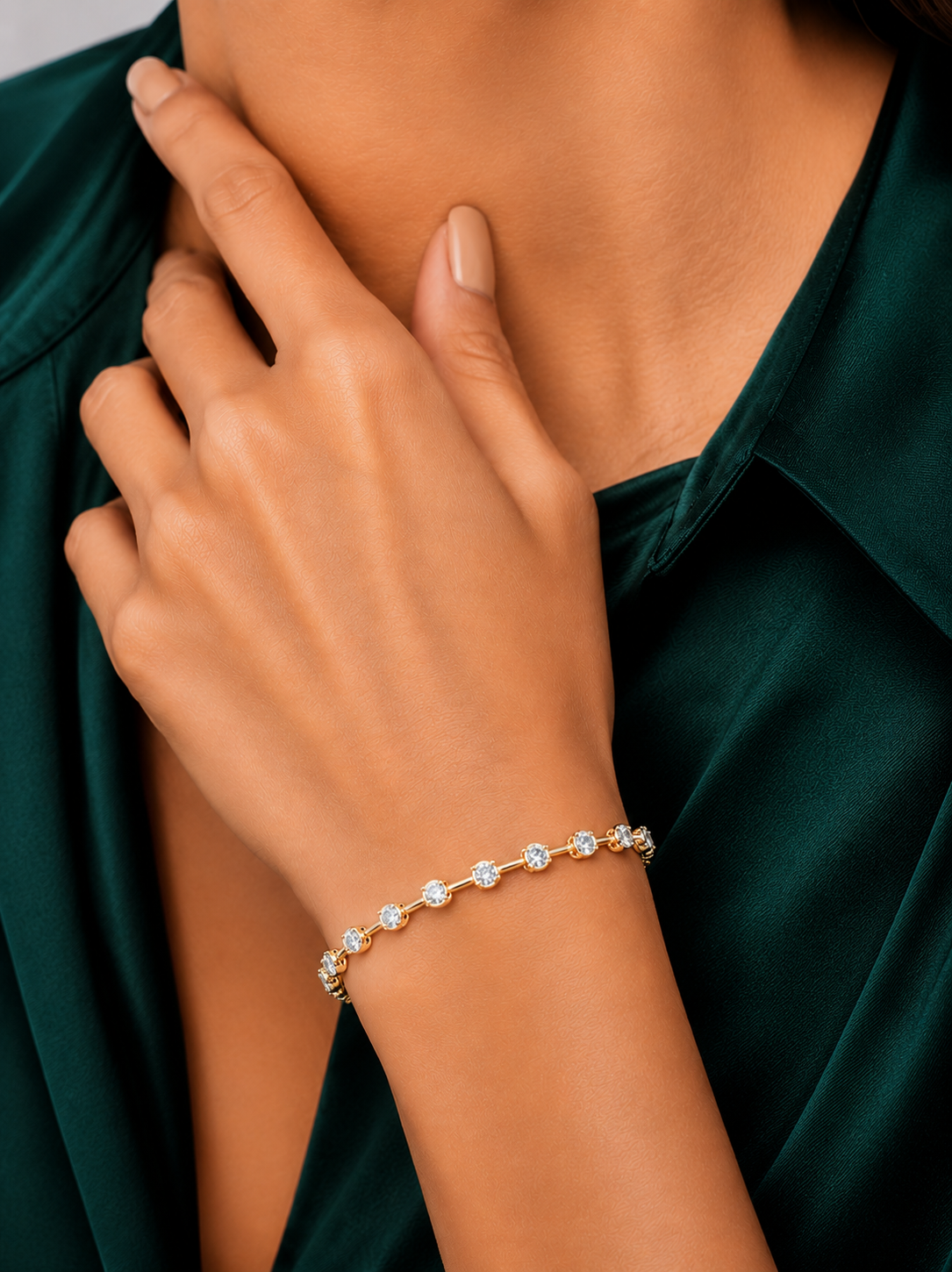 Round Lab Grown Diamond Bezel Tennis Bracelet