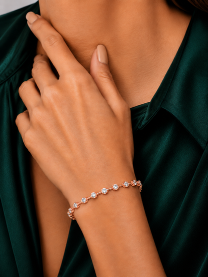 Round Lab Grown Diamond Bezel Tennis Bracelet