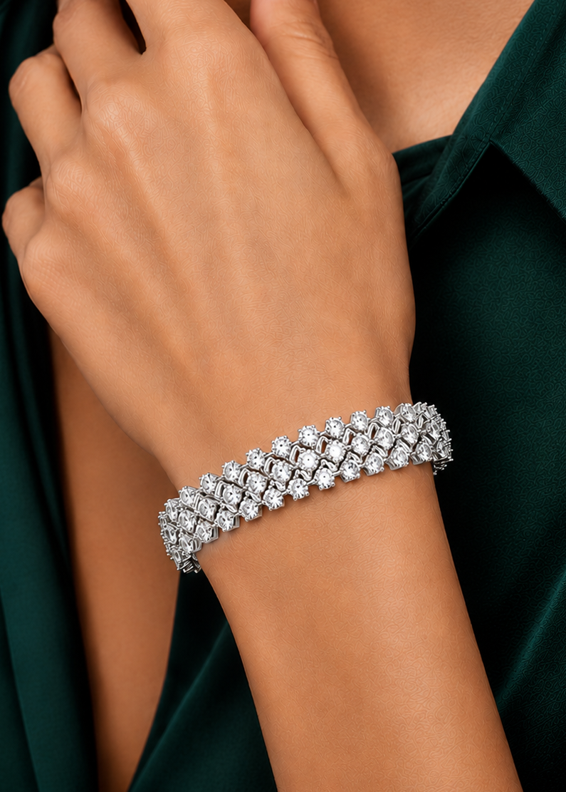 Multi Row Round Lab Grown Diamond Bracelet
