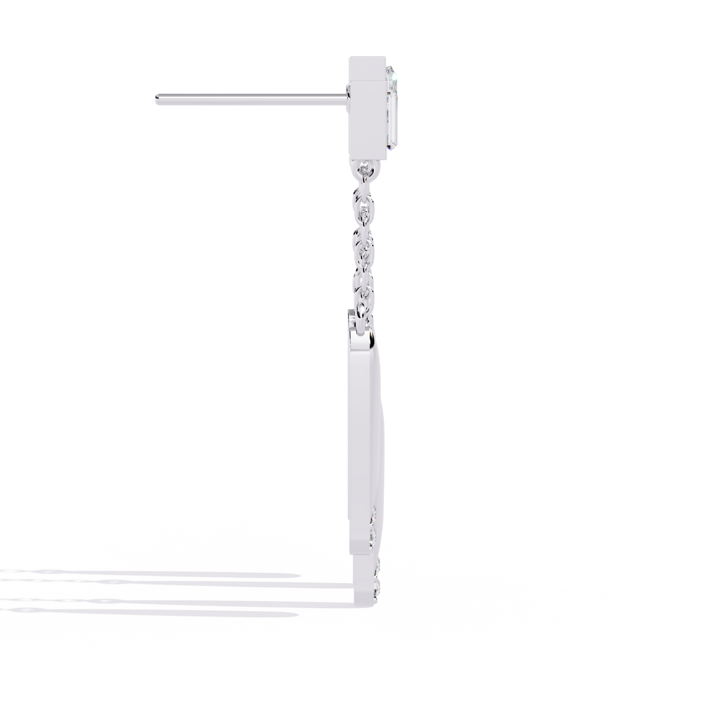 Baguette And Princess Cut Diamond Elegant Classic 10K Solid Yellow Gold Chain Drop Earring Gift For Women's