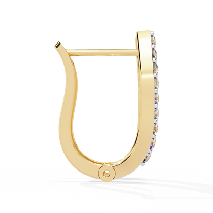 Baguette And Round Cut Diamond Sparkling Art Deco Dainty Cluster Statement Party Wear Hoop Earring Gift For Her