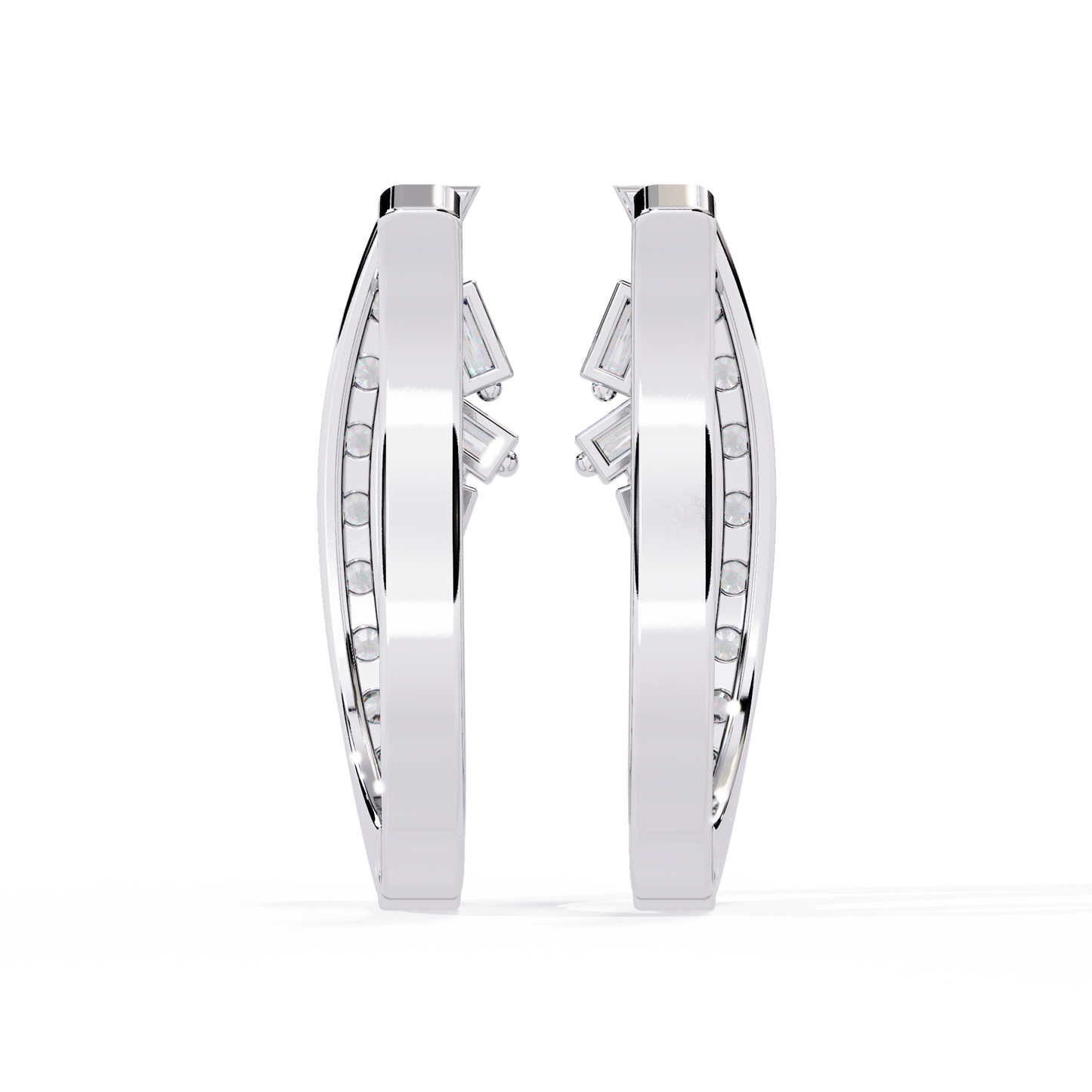 Baguette And Round Cut Diamond Sparkling Art Deco Dainty Cluster Statement Party Wear Hoop Earring Gift For Her