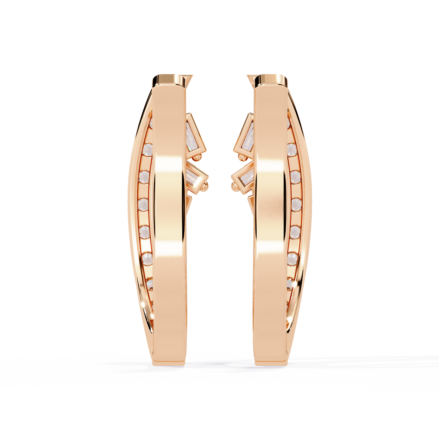 Baguette And Round Cut Diamond Sparkling Art Deco Dainty Cluster Statement Party Wear Hoop Earring Gift For Her