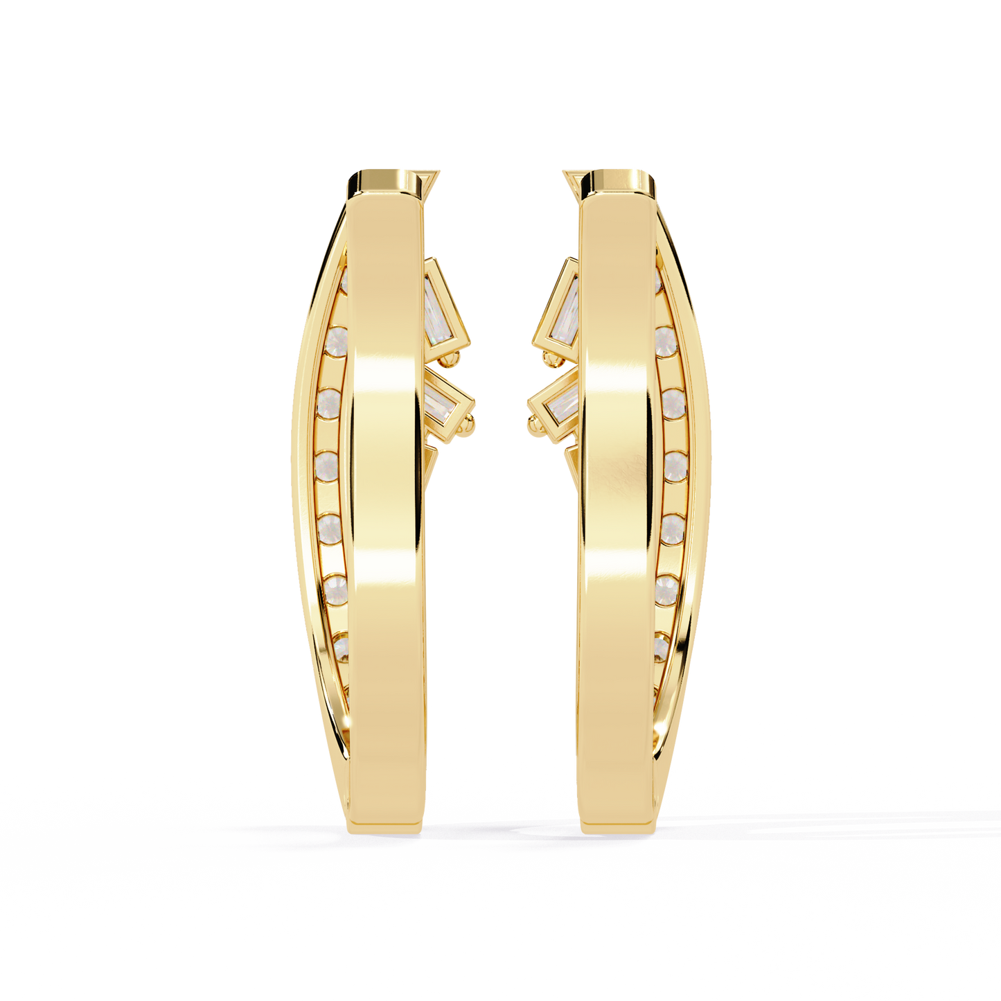 Baguette And Round Cut Diamond Sparkling Art Deco Dainty Cluster Statement Party Wear Hoop Earring Gift For Her