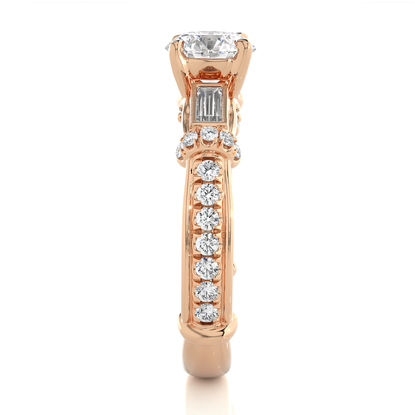 Baguette And Round Cut Lab grown Diamond Ring ,1.50 Carat Diamond Ring For Her And All Occasion - HIGHCARAT DIAMONDS