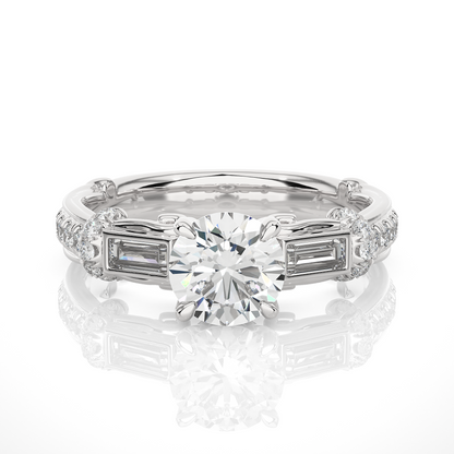 Baguette And Round Cut Lab grown Diamond Ring ,1.50 Carat Diamond Ring For Her And All Occasion - HIGHCARAT DIAMONDS
