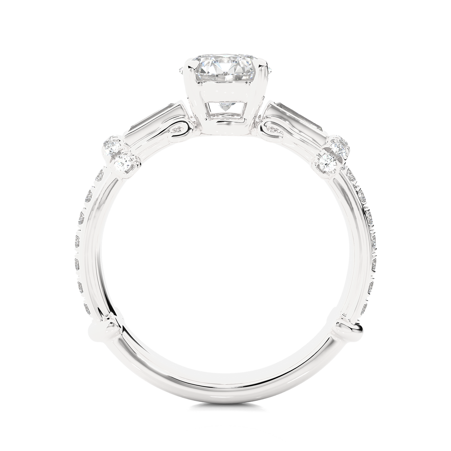 Baguette And Round Cut Lab grown Diamond Ring ,1.50 Carat Diamond Ring For Her And All Occasion - HIGHCARAT DIAMONDS