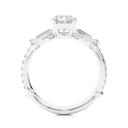 Baguette And Round Cut Lab grown Diamond Ring ,1.50 Carat Diamond Ring For Her And All Occasion - HIGHCARAT DIAMONDS