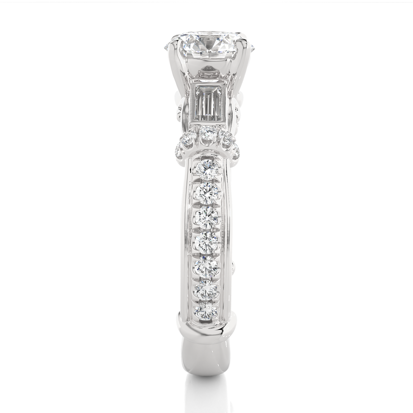 Baguette And Round Cut Lab grown Diamond Ring ,1.50 Carat Diamond Ring For Her And All Occasion - HIGHCARAT DIAMONDS