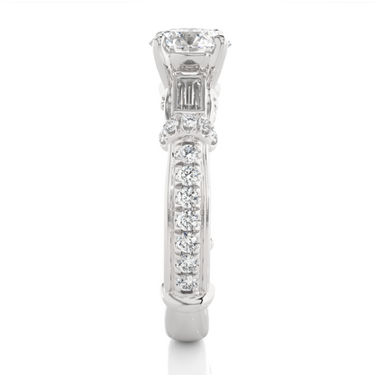 Baguette And Round Cut Lab grown Diamond Ring ,1.50 Carat Diamond Ring For Her And All Occasion - HIGHCARAT DIAMONDS