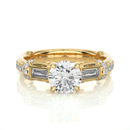 Baguette And Round Cut Lab grown Diamond Ring ,1.50 Carat Diamond Ring For Her And All Occasion - HIGHCARAT DIAMONDS
